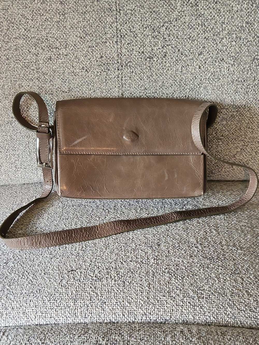 Taupe Leather Shoulder Bag